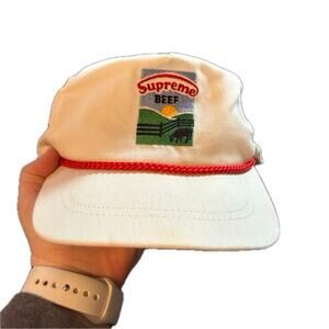 Supreme Beef White Rope Hat Cattle Ranch Sunset Graphic Adjustable Strapback